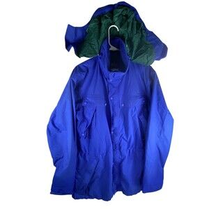 Vintage REI Jacket Mens MT Blue Gore-Tex Hooded Parka Waterproof Outdoor